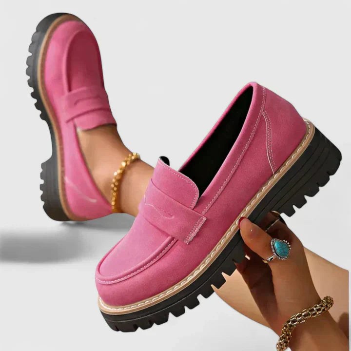 Slip-On Chunky Loafer Shoes in Black with Sturdy Platform Sole for Effortless Everyday Wear | Koossa