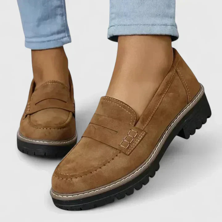 Slip-On Chunky Loafer Shoes in Black with Sturdy Platform Sole for Effortless Everyday Wear | Koossa