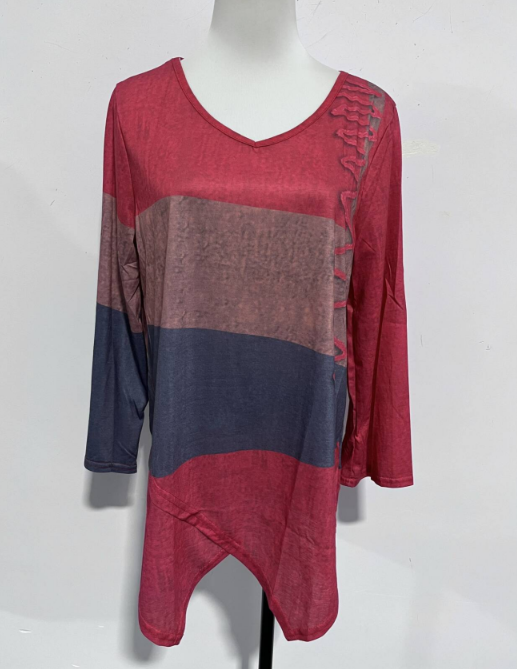 Women's Tri-Colour Shirt — Relaxed Fit Button-Front Blouse for Smart Casual & Holiday Wear | Koossa