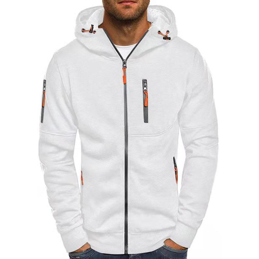 Men's Zip-Up Hooded Sweatshirt with Multi-Pocket Detail | Drawstring Hood | Contemporary Casual Layering | Koossa