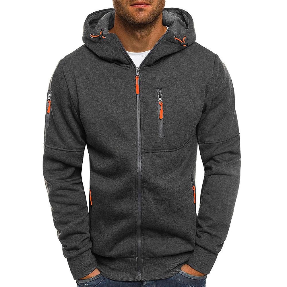 Men's Zip-Up Hooded Sweatshirt with Multi-Pocket Detail | Drawstring Hood | Contemporary Casual Layering | Koossa