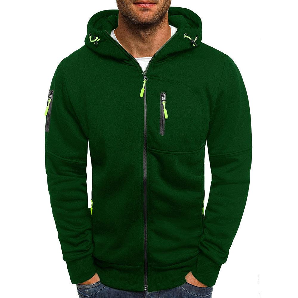 Men's Zip-Up Hooded Sweatshirt with Multi-Pocket Detail | Drawstring Hood | Contemporary Casual Layering | Koossa