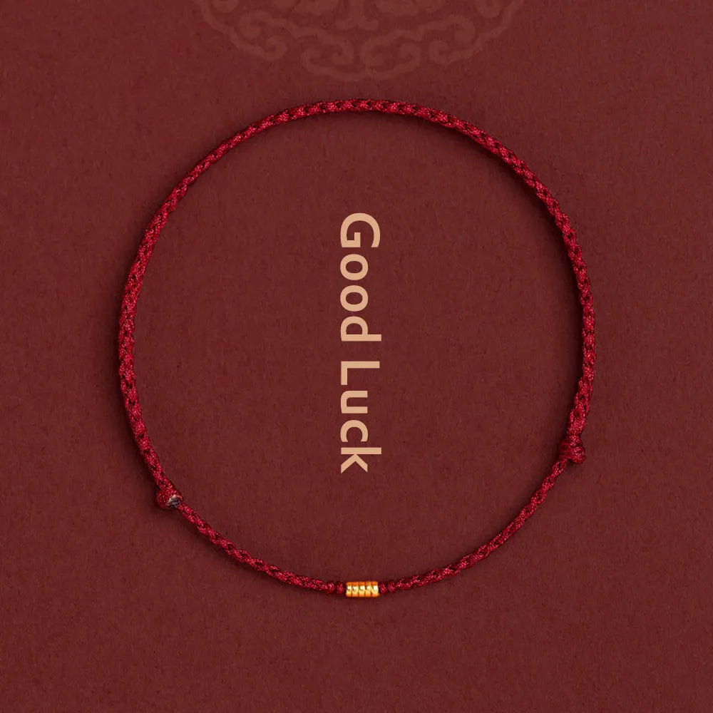 Red String Bracelet with Gold Beads, Adjustable Braided Protection Bracelet for Women & Men, Lucky Charm Friendship Wristband | Lonoma