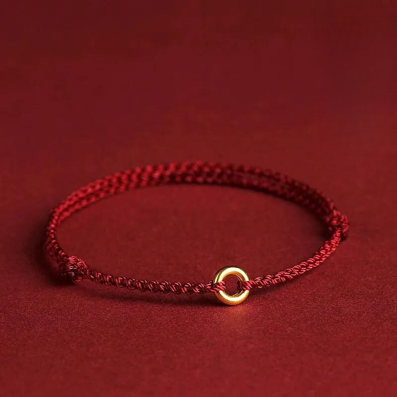 Bracelet tressé en cordon avec perles dorées – Symbole de protection et d'énergie positive pour femme réglable | Koossa