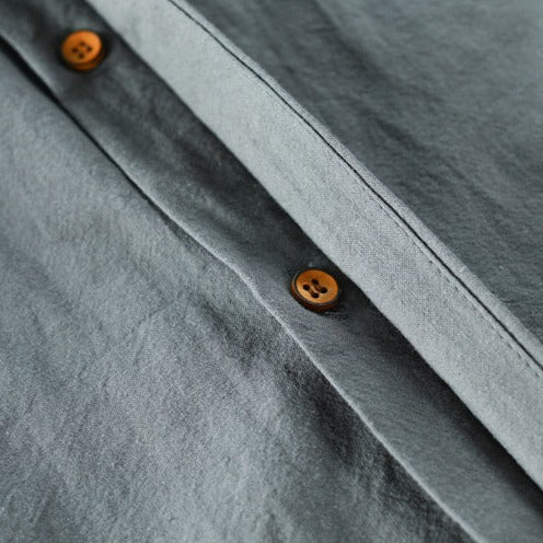 Japanese-Inspired Men's Button-Down Shirt – Linen Cotton Blend Long Sleeve Casual Dress Shirt for Office Work Vacation Travel | Lonoma