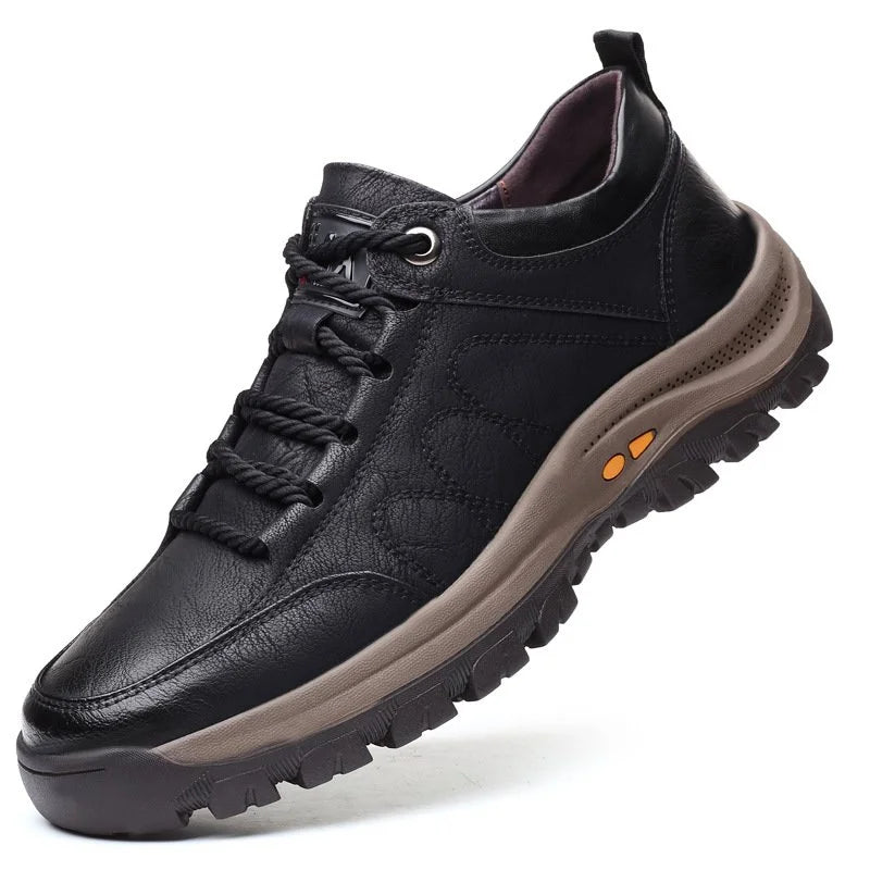 Men's Black Leather Lace-Up Shoes — Classic Orthopedic Shoes for Work & Everyday Comfort | Koossa