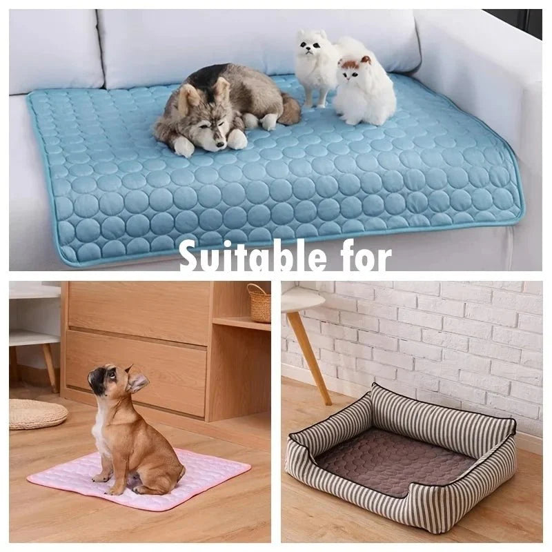 Pet Cooling Mat Ice Silk Breathable S–2XL 50x40cm–150x100cm No Water No Electric Dog Cat Summer Cool Pad Washable | Koossa