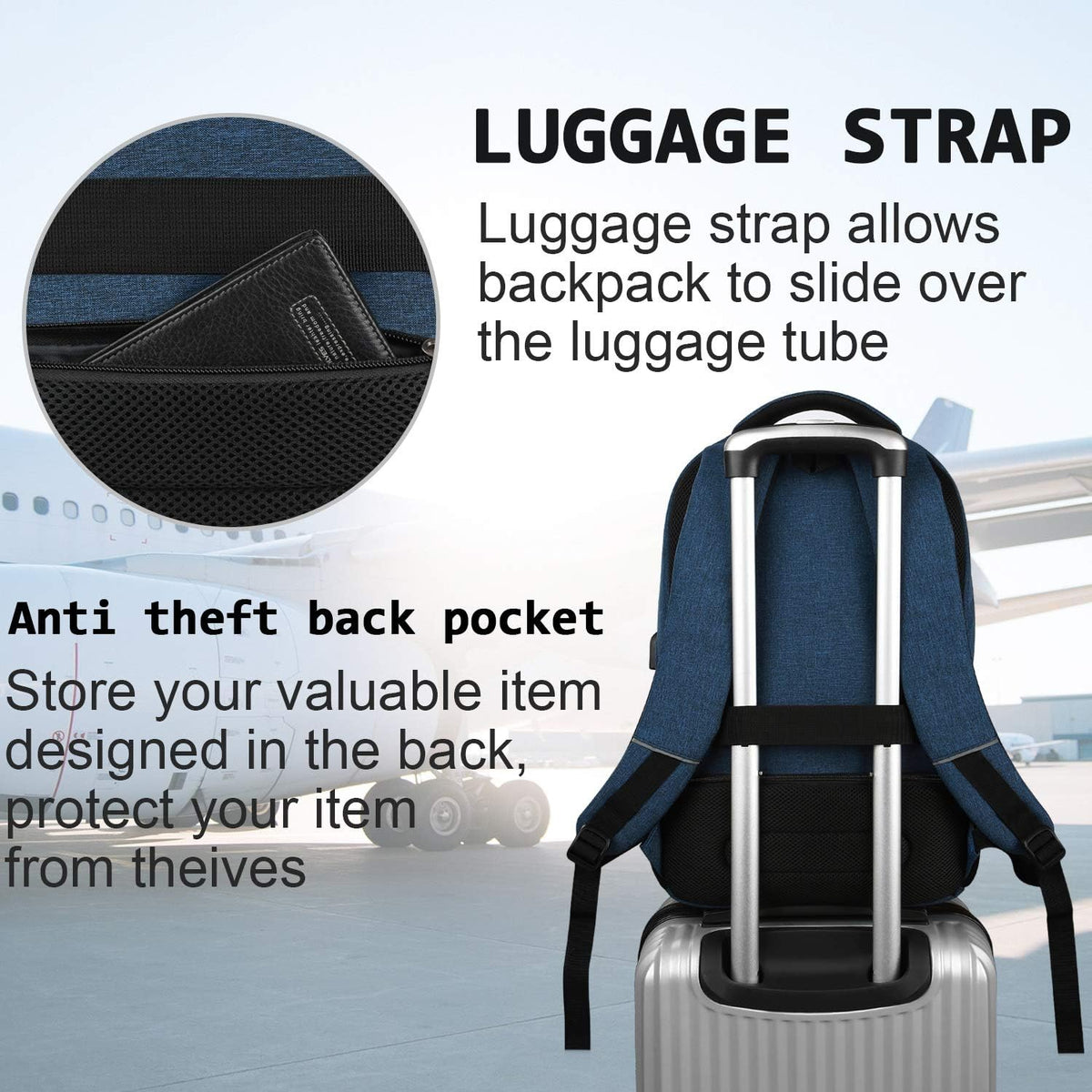 Laptop Backpack with USB Charging Port, Fits 15.6-Inch Laptops, Anti-Theft Pocket, Water-Resistant Travel Daypack for College & Work | Lonoma