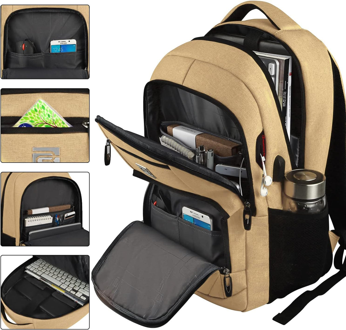 Laptop Backpack with USB Charging Port, Fits 15.6-Inch Laptops, Anti-Theft Pocket, Water-Resistant Travel Daypack for College & Work | Lonoma