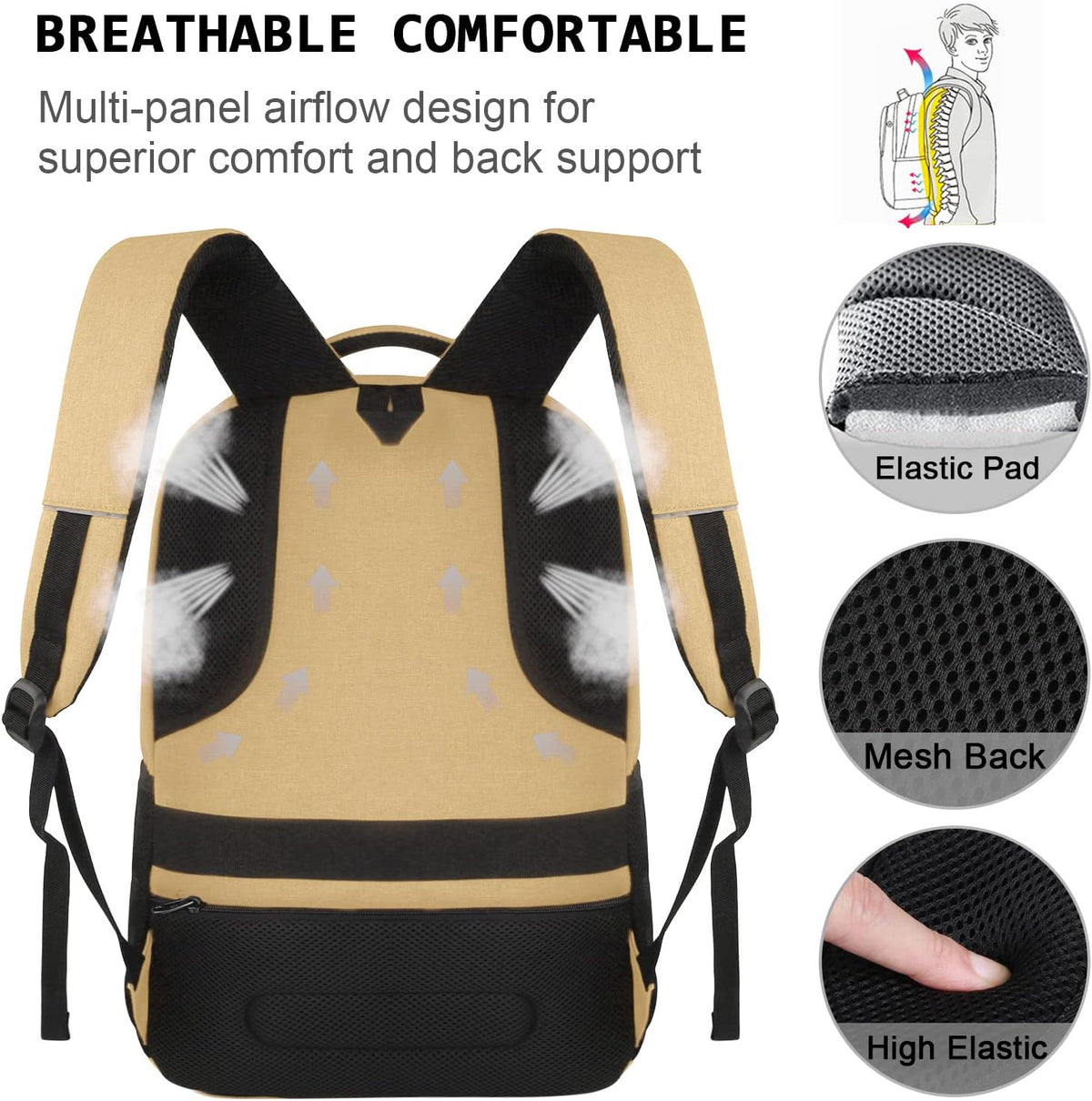 Laptop Backpack with USB Charging Port, Fits 15.6-Inch Laptops, Anti-Theft Pocket, Water-Resistant Travel Daypack for College & Work | Lonoma