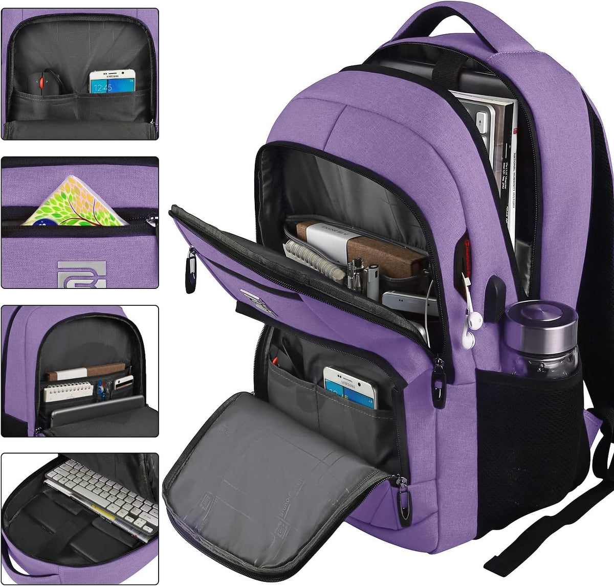 Laptop Backpack with USB Charging Port, Fits 15.6-Inch Laptops, Anti-Theft Pocket, Water-Resistant Travel Daypack for College & Work | Lonoma