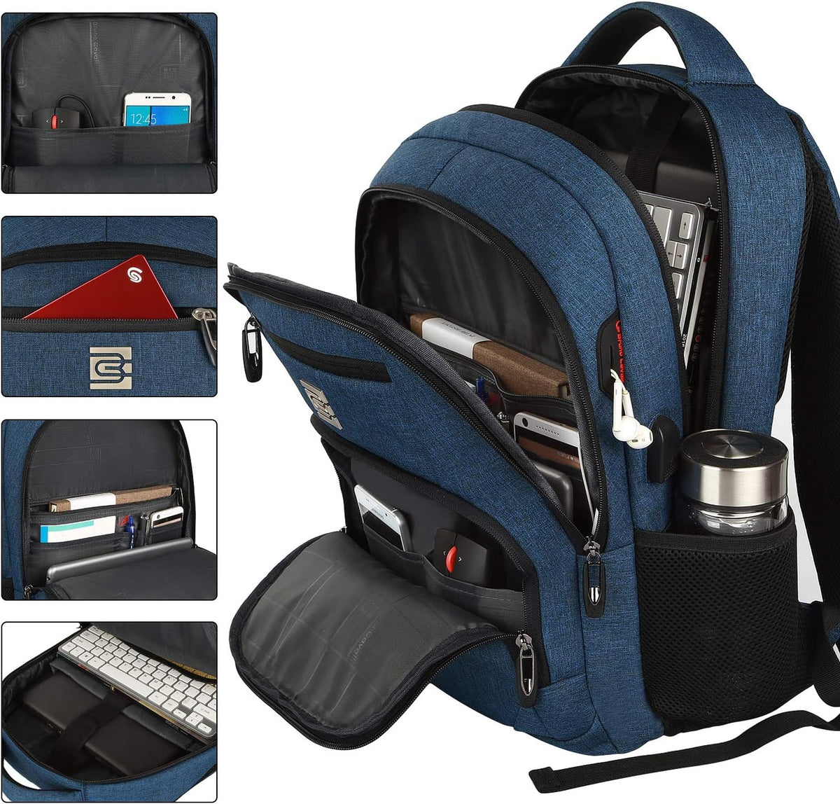 Laptop Backpack with USB Charging Port, Fits 15.6-Inch Laptops, Anti-Theft Pocket, Water-Resistant Travel Daypack for College & Work | Lonoma