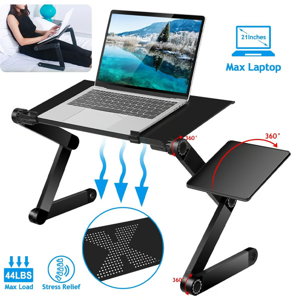 Adjustable Ergonomic Laptop Stand — 360° Rotating Multi-Angle Portable Workstation for Home & Office | Koossa
