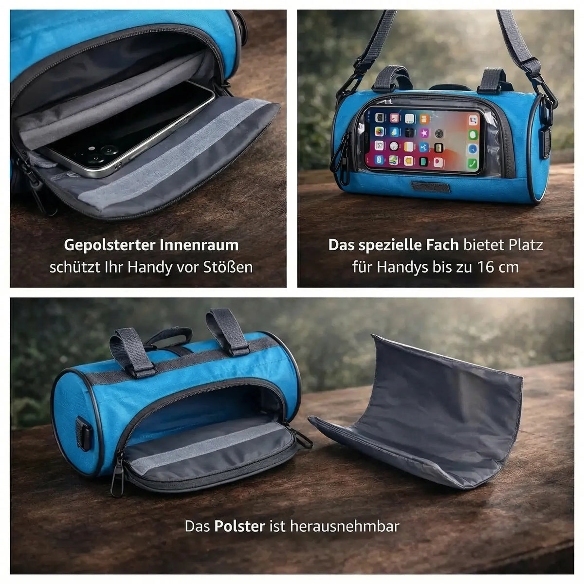 Bike Phone Mount Bag for Handlebars with Touch Window, Storage Pouch for Cycling Navigation, Keys & Essentials | Lonoma
