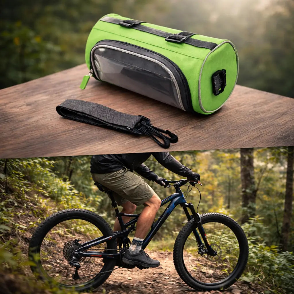 Bike Phone Mount Bag for Handlebars with Touch Window, Storage Pouch for Cycling Navigation, Keys & Essentials | Lonoma
