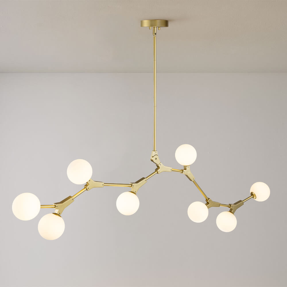 8-Light Contemporary Pendant with Sphere Glass Shades for Kitchen Island – Adjustable Height Metal Fixture with Hardwired Installation | Lonoma
