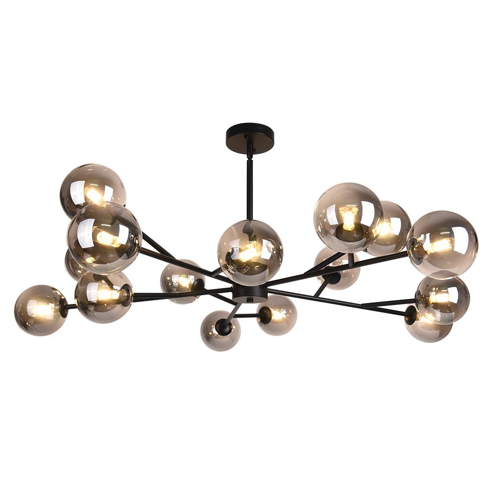 Linear Glass Chandelier 44 Inches with 15 Lights Metal Frame Adjustable Hanging Fixture for Dining Room Kitchen Island | Lonoma