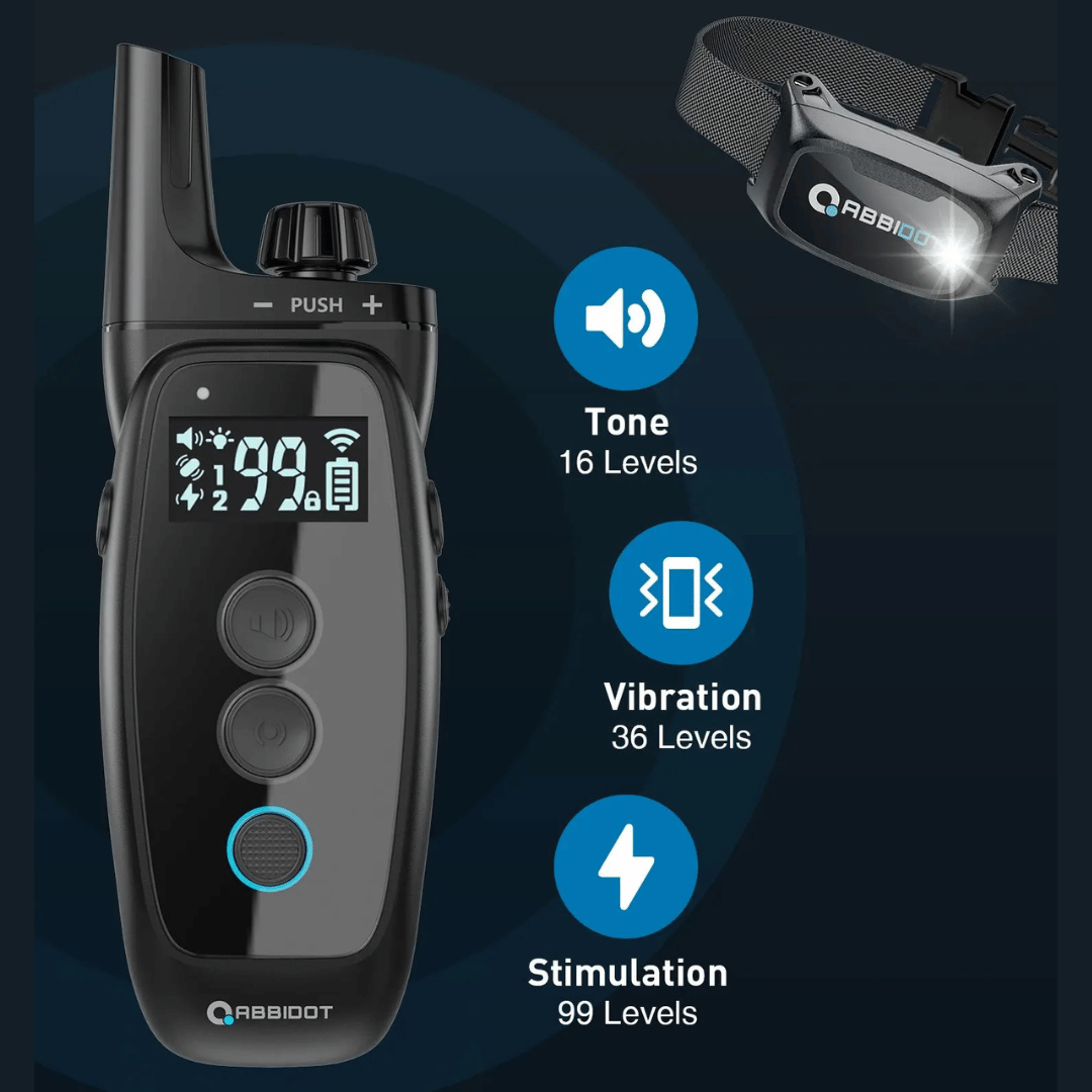 Dog Training Collar 1000m Remote Control Rechargeable Waterproof LED Night Light Static Vibration Sound 99 Levels Recall Collar Large Small Dogs | Koossa