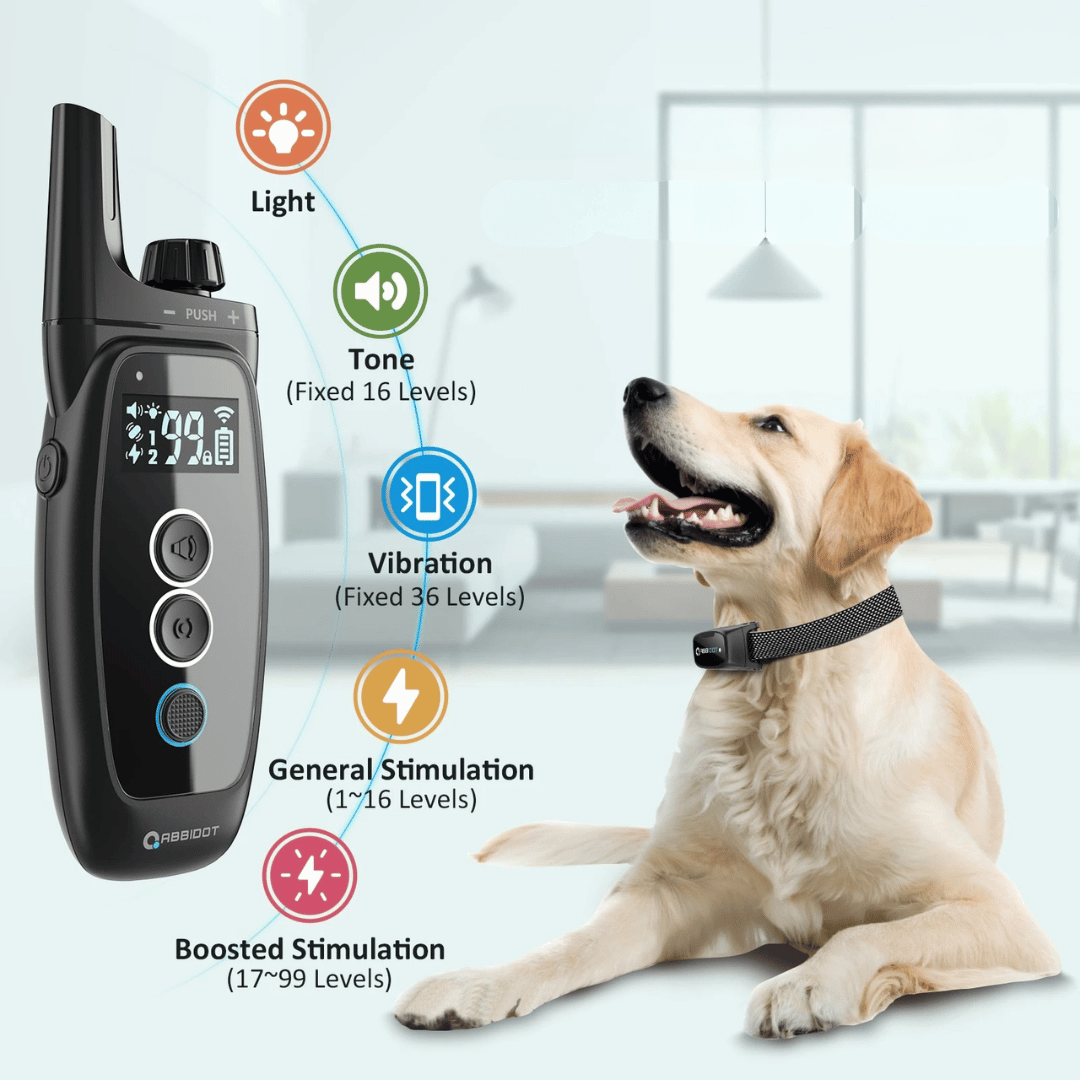 Dog Training Collar 1000m Remote Control Rechargeable Waterproof LED Night Light Static Vibration Sound 99 Levels Recall Collar Large Small Dogs | Koossa
