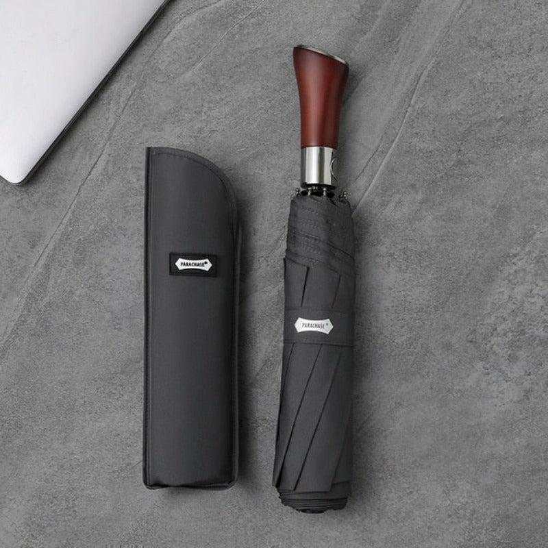 Wooden Handle Auto-Open Umbrella 48-Inch Windproof Storm Resistant Rain Protection for Women & Men Daily Commute | Lonoma