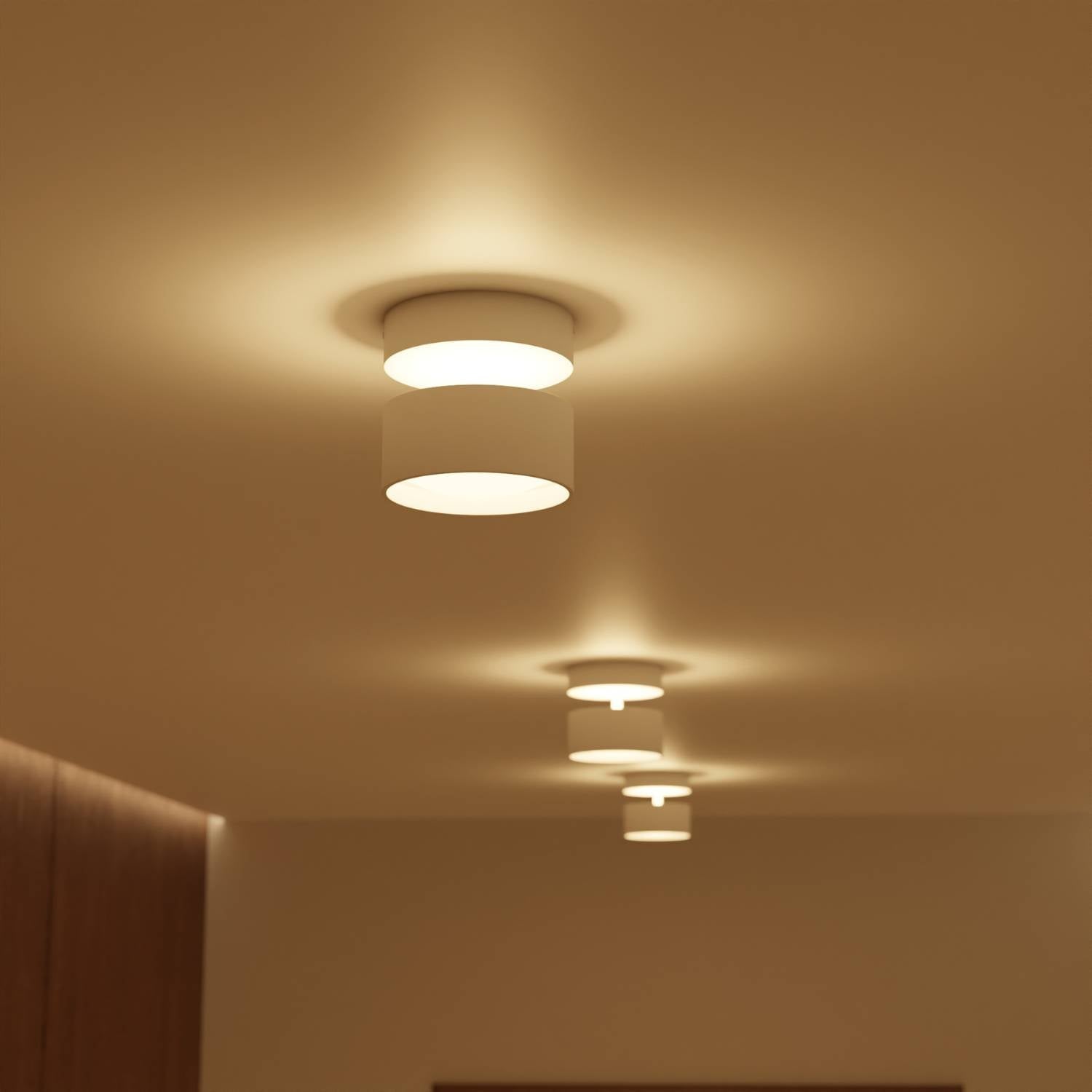 Plafonnier cylindrique LED double flux aluminium noir moderne pour entrée chambre salon couloir bureau | Koossa