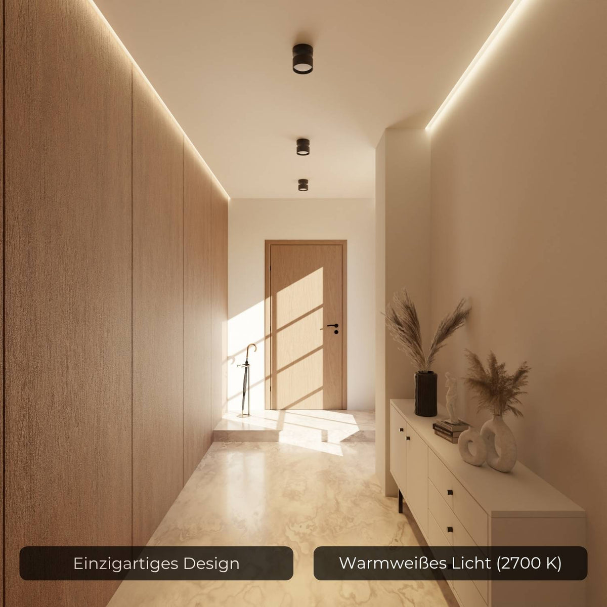 Black Cylinder LED Ceiling Light, Up and Down Light Aluminum Fixture for Hallway, Bedroom, Living Room Modern Lighting | Lonoma