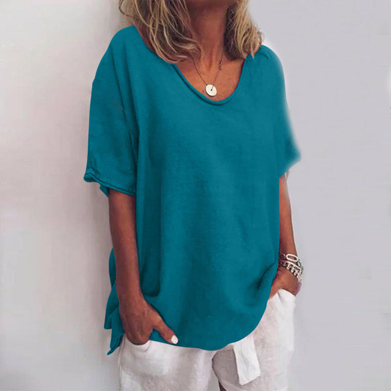Women's Flowing V-Neck Blouse in Lightweight Drape Fabric – Refined Silhouette for Daywear and Elegant Occasions | Koossa