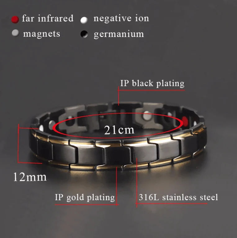 Bracelet Magnétique Hématite Acier Inoxydable Unisexe Étanche Fermoir Crochet Ajustable Élégant Minimaliste | Koossa