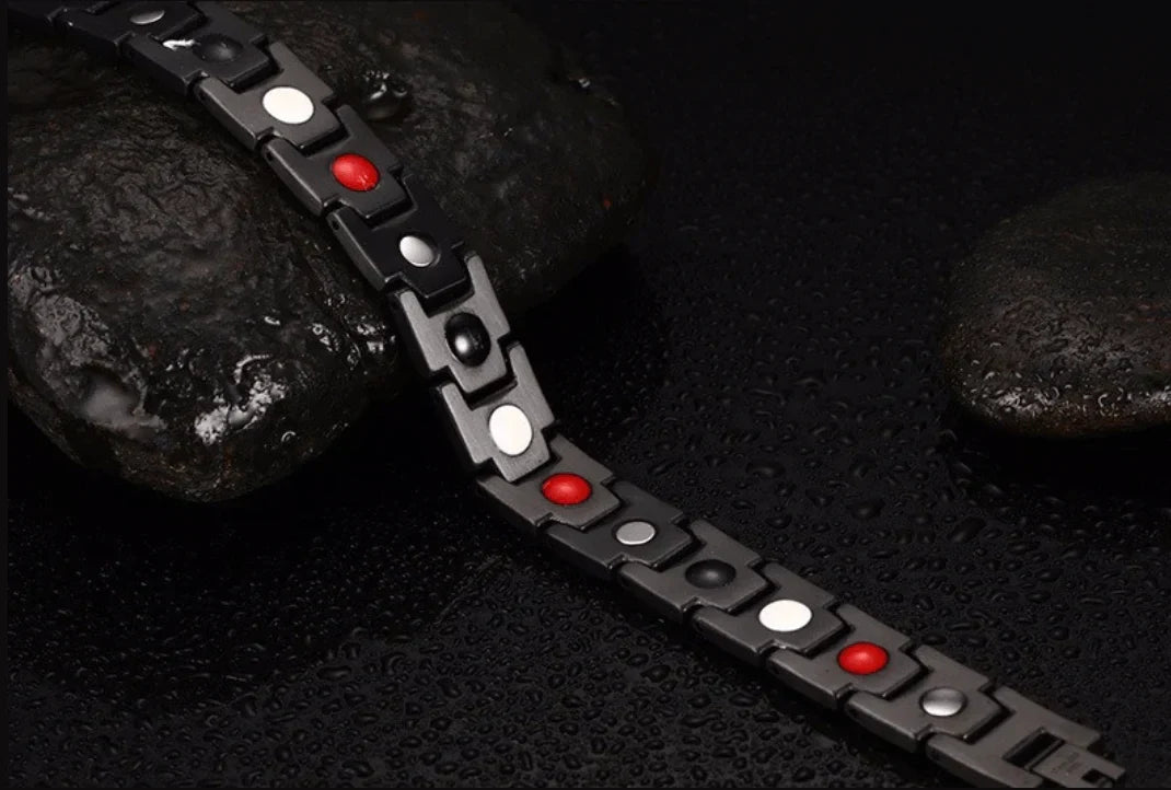 Bracelet Magnétique Hématite Acier Inoxydable Unisexe Étanche Fermoir Crochet Ajustable Élégant Minimaliste | Koossa