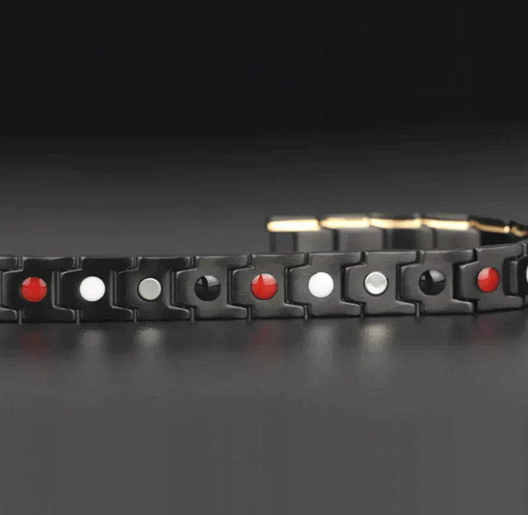 Bracelet Magnétique Hématite Acier Inoxydable Unisexe Étanche Fermoir Crochet Ajustable Élégant Minimaliste | Koossa