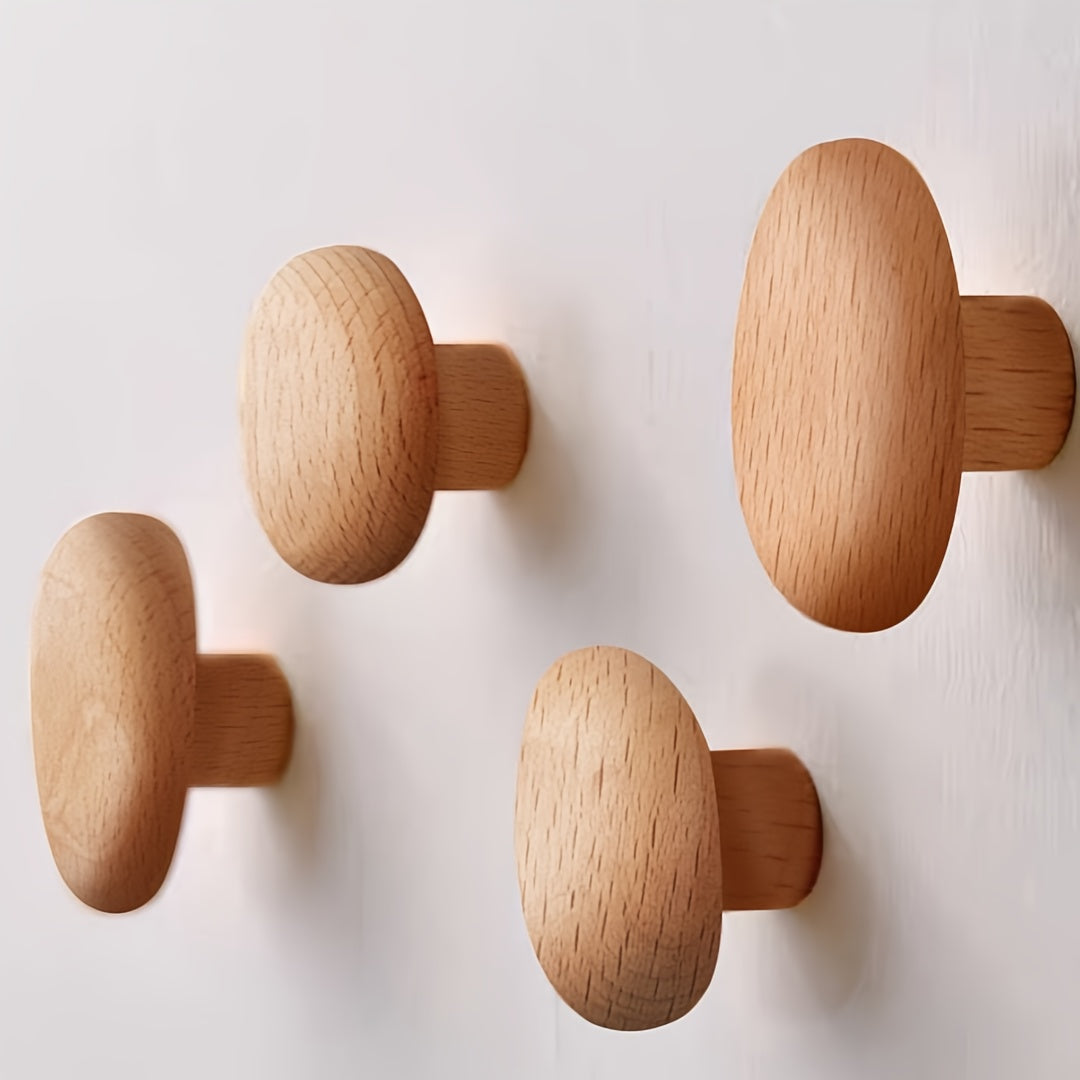 Patères Murales en Bois Massif Galet Organiques pour Entrée Salle de Bains Chambre Cuisine Minimaliste | Koossa