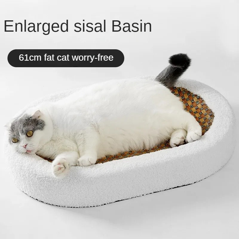 Cat Bed Scratching Post Round Cardboard Beige Large Sofa Lounge Scratcher Furniture | Koossa