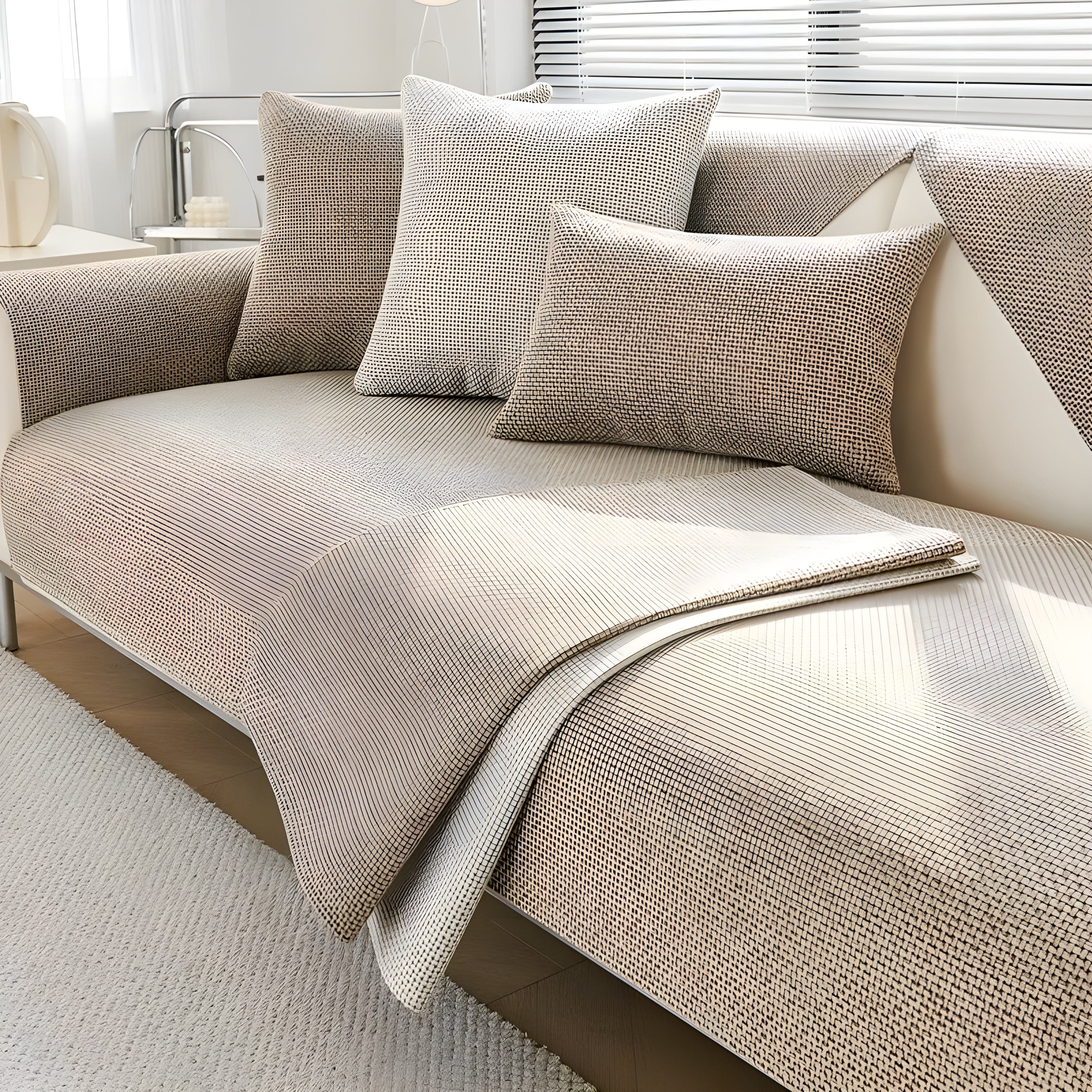 Housse de Canapé Antidérapante Lavable en Machine — Texture Scandinave Élégante pour Protection et Confort au Quotidien | Koossa