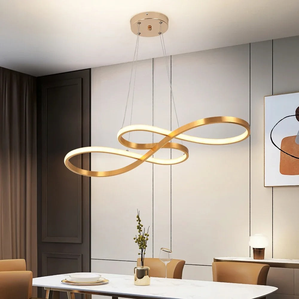 Suspension LED à Anneaux Réglable en Hauteur Trois Températures de Couleur Aluminium Acrylique Design Moderne | Koossa