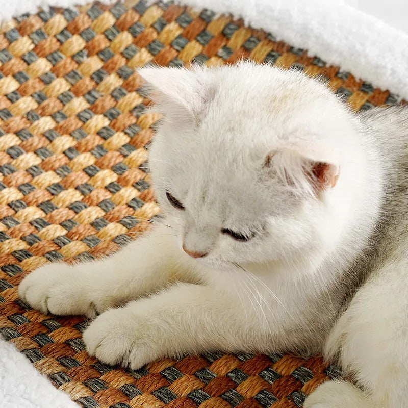 Cat Bed Scratching Post Round Cardboard Beige Large Sofa Lounge Scratcher Furniture | Koossa