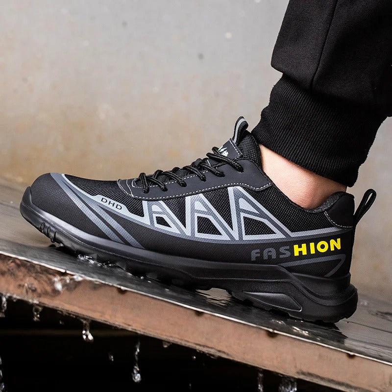 Steel Toe Work Boots for Men - Wide Fit Safety Shoes with Cushioned Insole for Construction & Warehouse | Lonoma