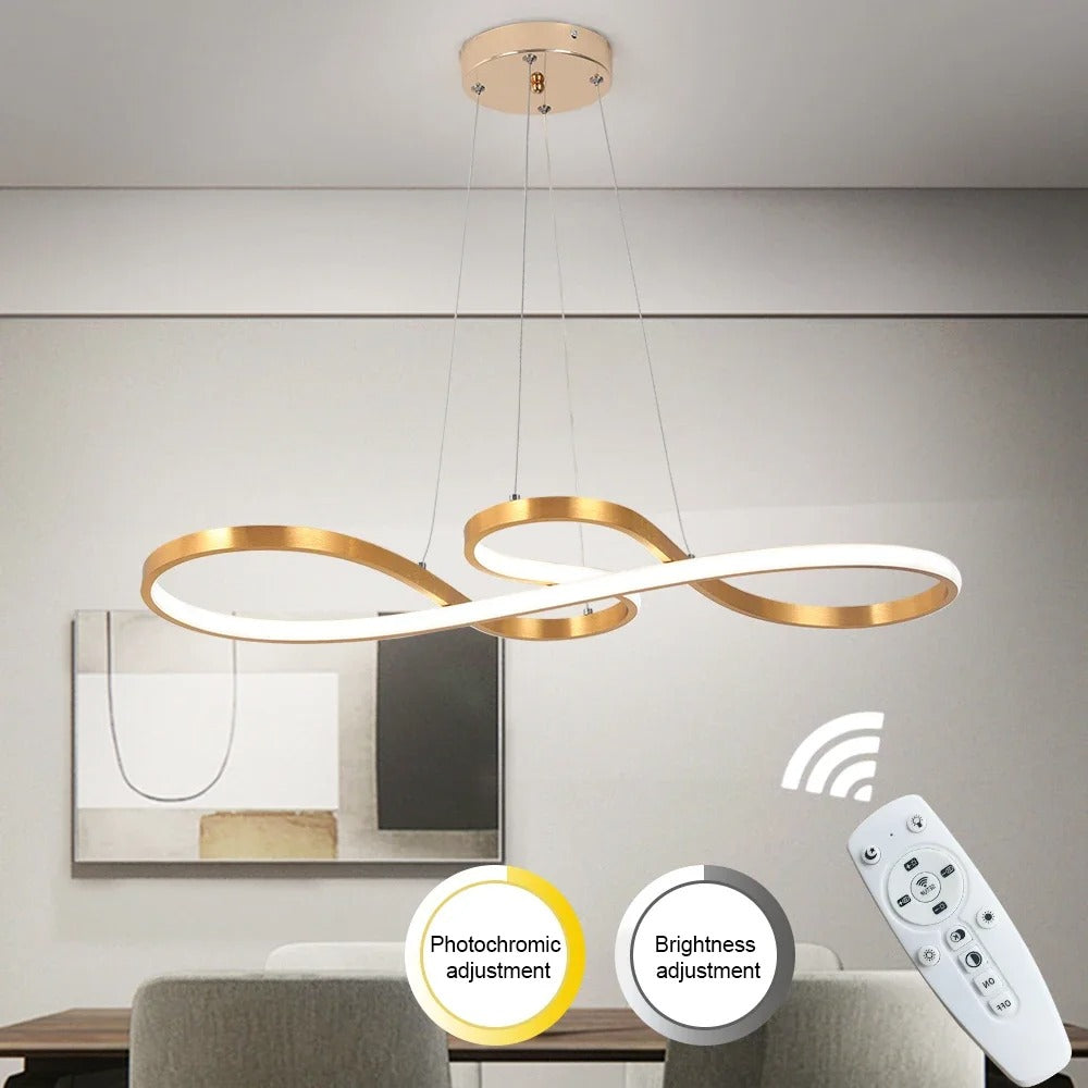 Suspension LED à Anneaux Réglable en Hauteur Trois Températures de Couleur Aluminium Acrylique Design Moderne | Koossa