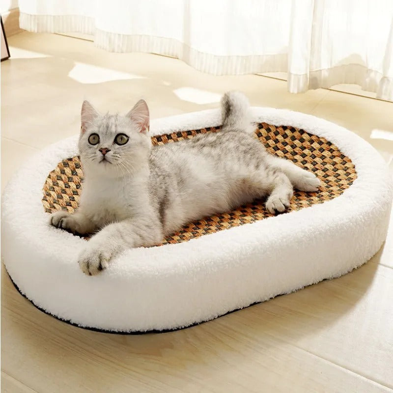 Cat Bed Scratching Post Round Cardboard Beige Large Sofa Lounge Scratcher Furniture | Koossa