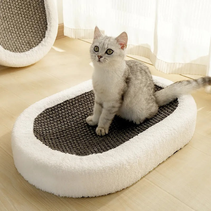 Cat Bed Scratching Post Round Cardboard Beige Large Sofa Lounge Scratcher Furniture | Koossa
