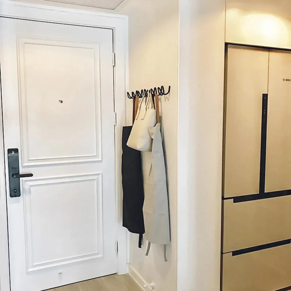 Wavy Wall Mounted Coat Rack with 3 or 5 Hooks, Modern Metal Entryway Hook Rail for Coats, Bags, Scarves & Hats, Hallway Organizer | Lonoma