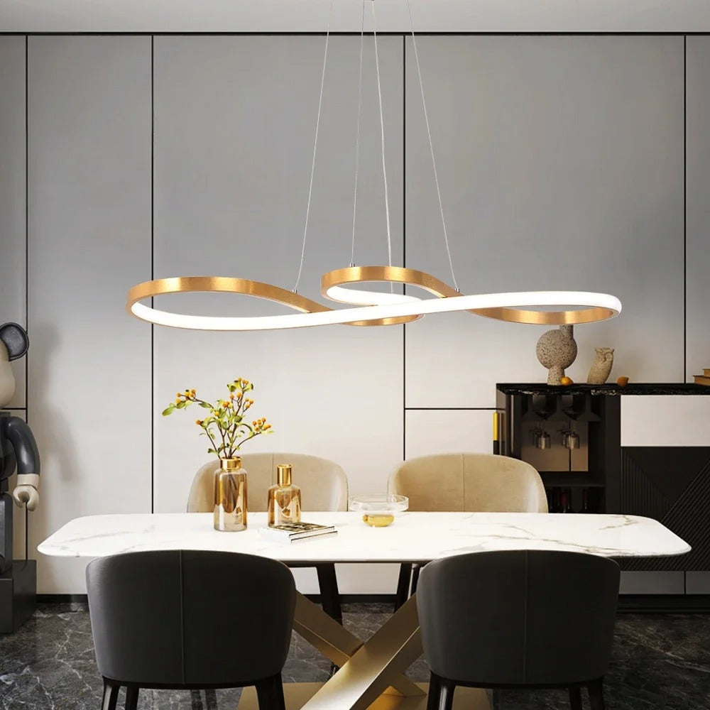 Suspension LED à Anneaux Réglable en Hauteur Trois Températures de Couleur Aluminium Acrylique Design Moderne | Koossa