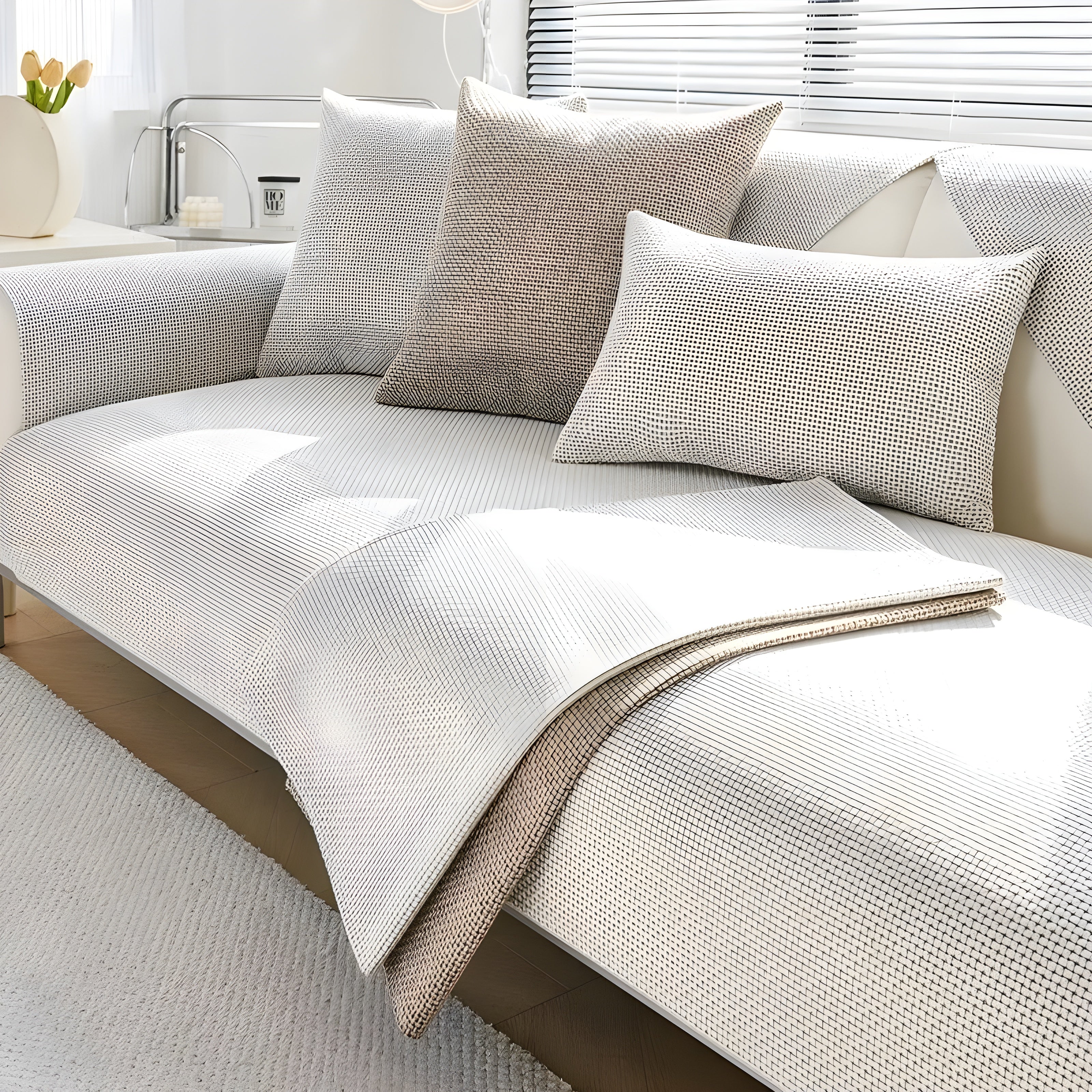 Housse de Canapé Antidérapante Lavable en Machine — Texture Scandinave Élégante pour Protection et Confort au Quotidien | Koossa