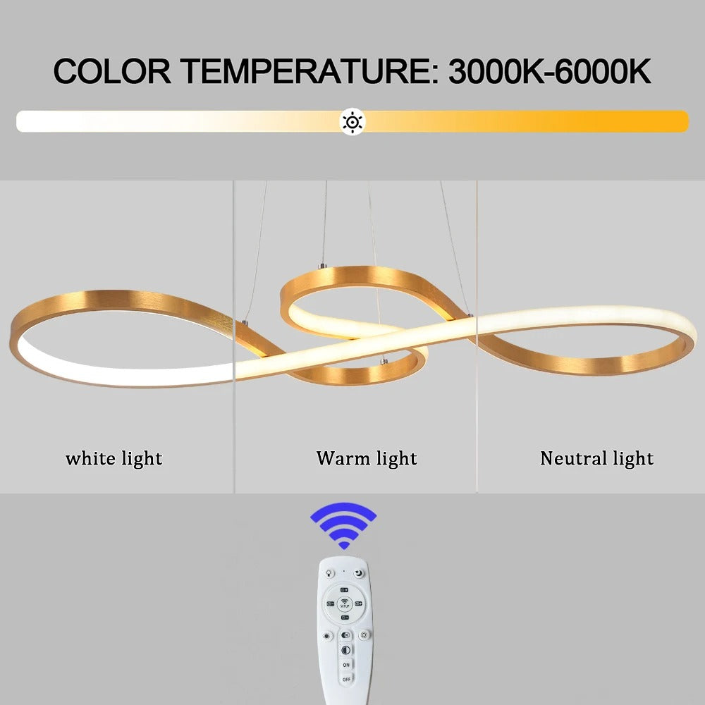 Suspension LED à Anneaux Réglable en Hauteur Trois Températures de Couleur Aluminium Acrylique Design Moderne | Koossa