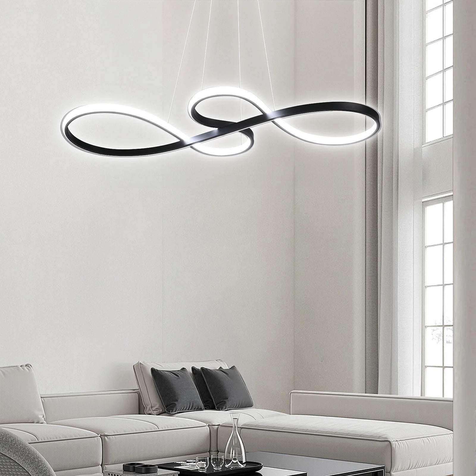 Suspension LED à Anneaux Réglable en Hauteur Trois Températures de Couleur Aluminium Acrylique Design Moderne | Koossa
