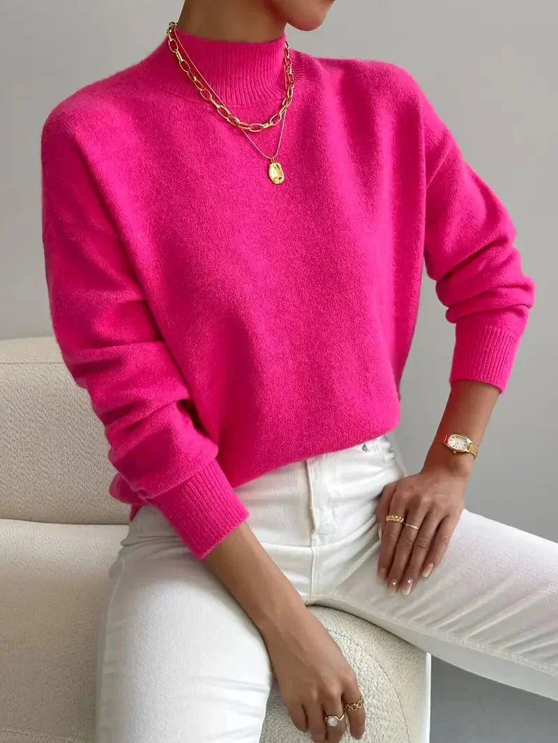 Women's Ribbed High-Neck Jumper in Soft Knit for Effortless Everyday Elegance and Layering | Koossa