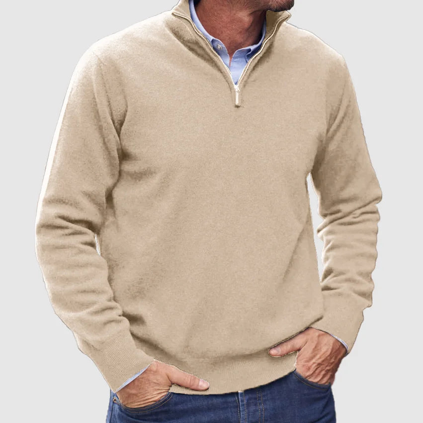 Men's Half Zip Pullover Sweater with Stand Collar – Soft Knit Layering Top for Casual Wear, Office, Weekend Style | Lonoma