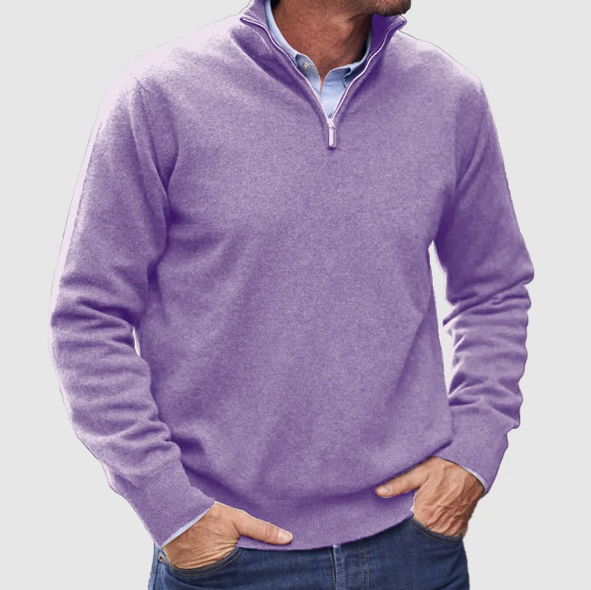 Men's Half Zip Pullover Sweater with Stand Collar – Soft Knit Layering Top for Casual Wear, Office, Weekend Style | Lonoma