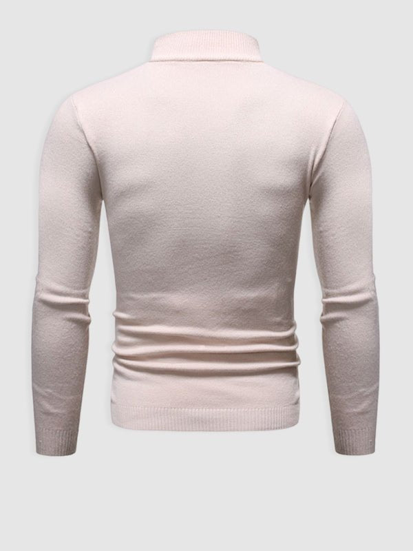 Men's Slim Fit Roll Neck Jumper in Cotton Knit for Smart Casual Spring and Summer Layering | Koossa