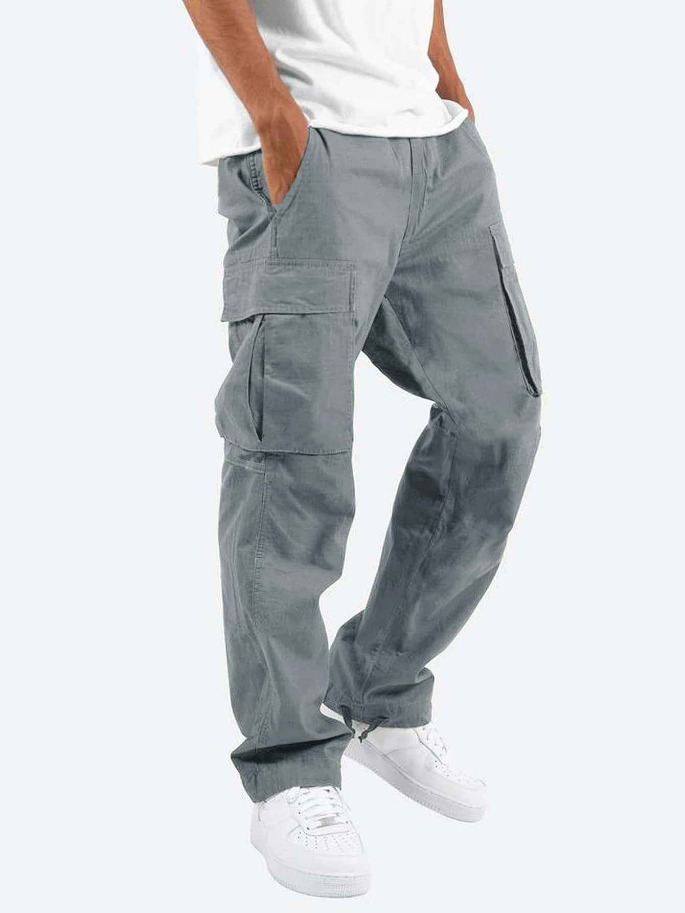 Men's Cargo Trousers | Relaxed Fit with Flap Pockets in Black, Grey, Brown, Green | Versatile Everyday Bottoms for Weekend Leisure and Casual Outings | Koossa