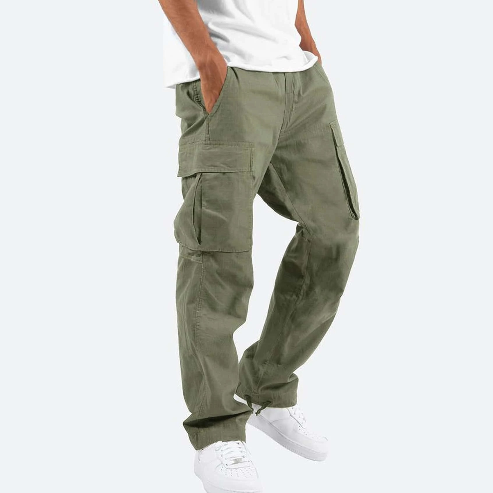 Men's Cargo Trousers | Relaxed Fit with Flap Pockets in Black, Grey, Brown, Green | Versatile Everyday Bottoms for Weekend Leisure and Casual Outings | Koossa